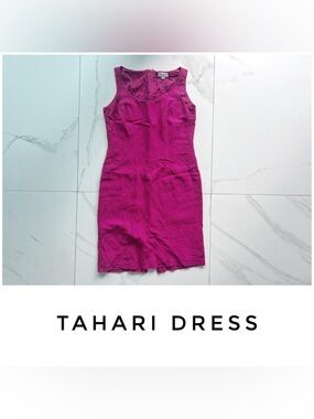 Tahari dress size 4 pink linen